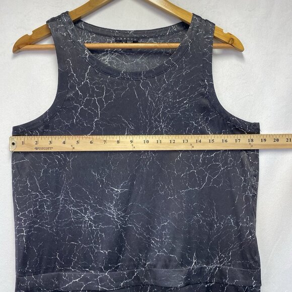 Theory Shaima Cracked Leather Print Silk Shift Dress Women 8 Black Sleeveless - Picture 6 of 12